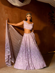 Lilac Organza Lehenga Set