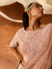 Peach Net Lehenga Set