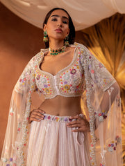 Crystal Pink Net Lehenga Set