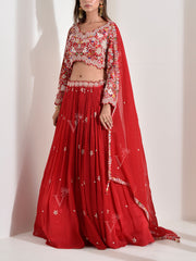 Red Embroidered Lehenga set