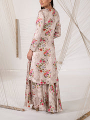 Beige Floral Print Sharara Set