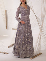 Lavender Thread Work Georgette Gown