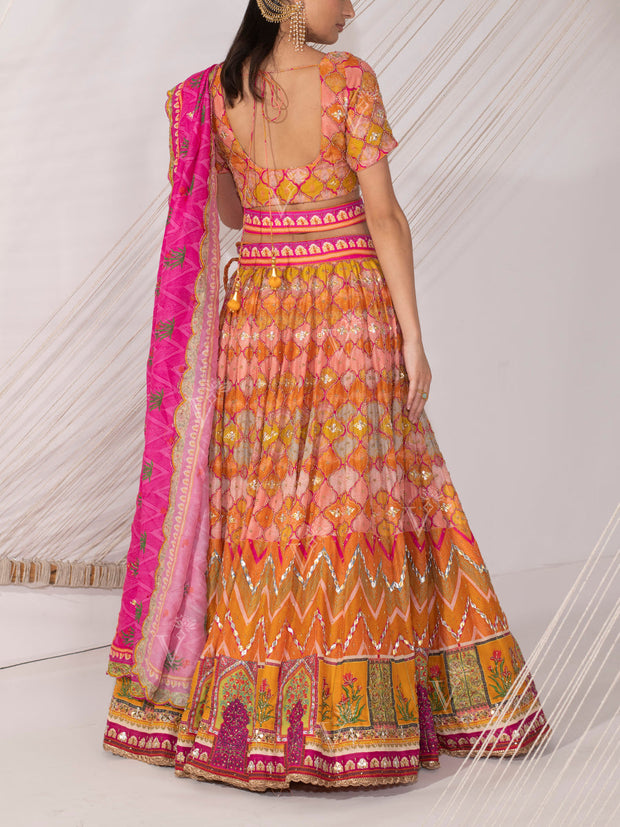 Yellow Vasansi Silk Lehenga