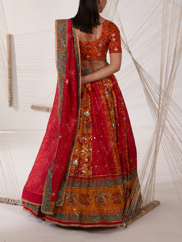 Orange Vasansi Silk Lehenga