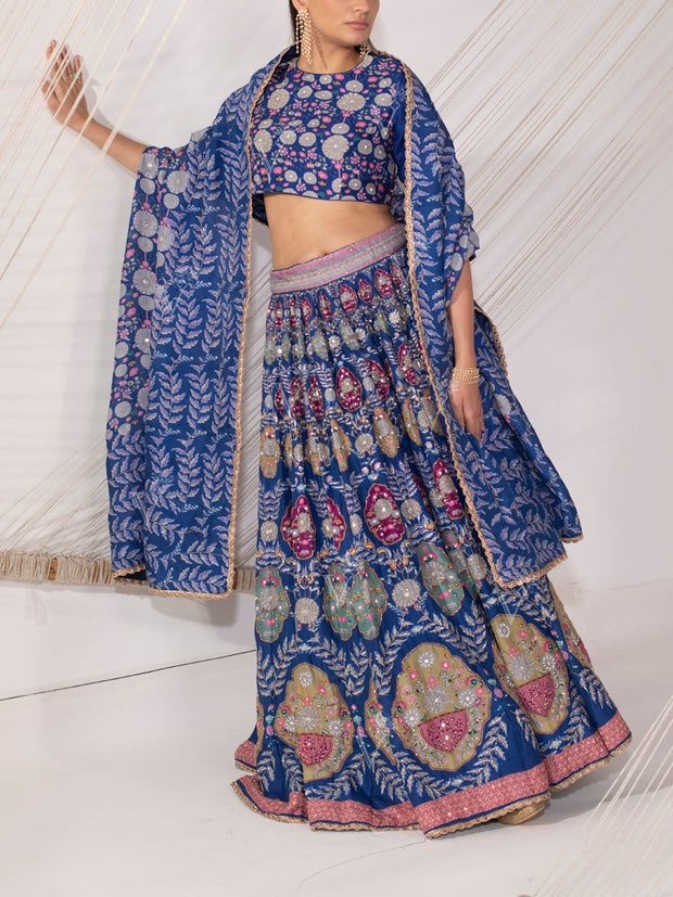 Ink Blue Vasansi Silk Lehenga