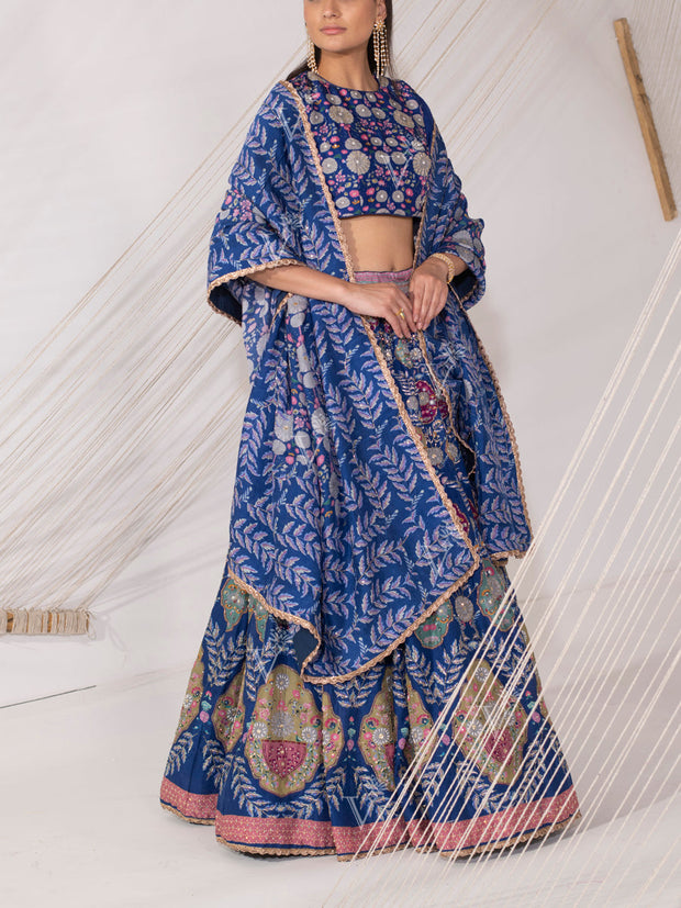 Ink Blue Vasansi Silk Lehenga