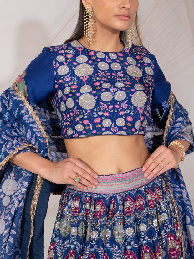 Ink Blue Vasansi Silk Lehenga