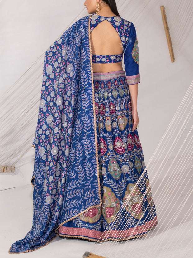 Ink Blue Vasansi Silk Lehenga