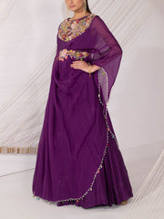 Purple Silk Drape Gown