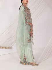 Sage Green Chanderi Silk Sharara Set