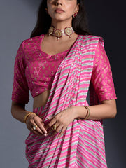 Pink Leheriya Printed Drape Saree