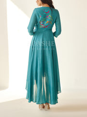 Turquoise Floral Print Wrap Dress
