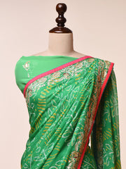 Green Georgette Bandhni Saree