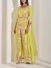 Lime Green Silk Embroidered Suit set