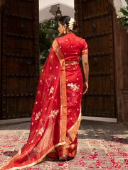 Red Banarasi Organza Saree