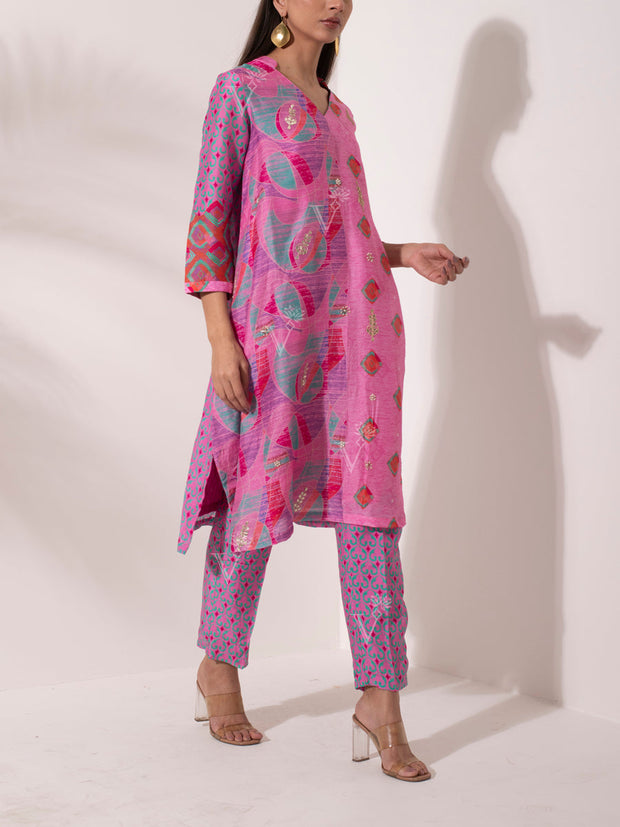 Pink Vasansi Silk Kurta Set