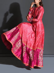 Hot Pink Bandhani Anarkali Gown