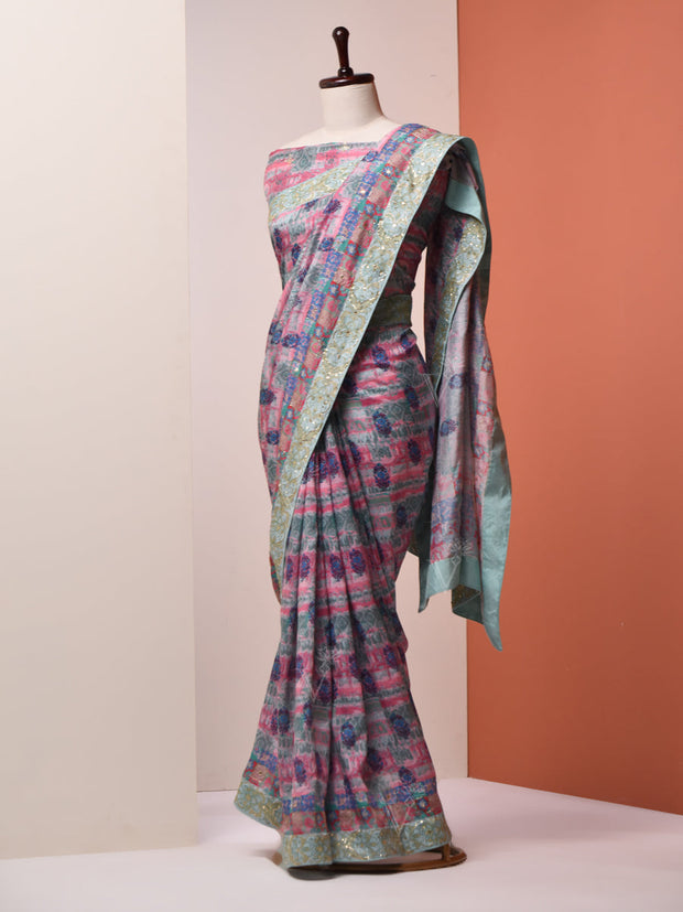 Multi-Color Vasansi Silk Printed Saree