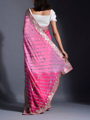 Pink Georgette Leheriya Saree