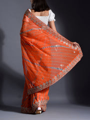 Orange Georgette Leheriya Saree