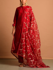 Red Chanderi Kurta Set