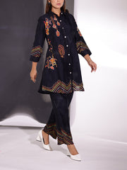 Black Embroidered Vasansi Silk Co-ord Set