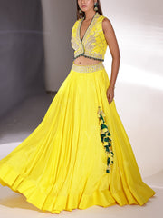 Yellow Silk Lehenga Set