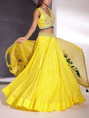 Yellow Silk Lehenga Set