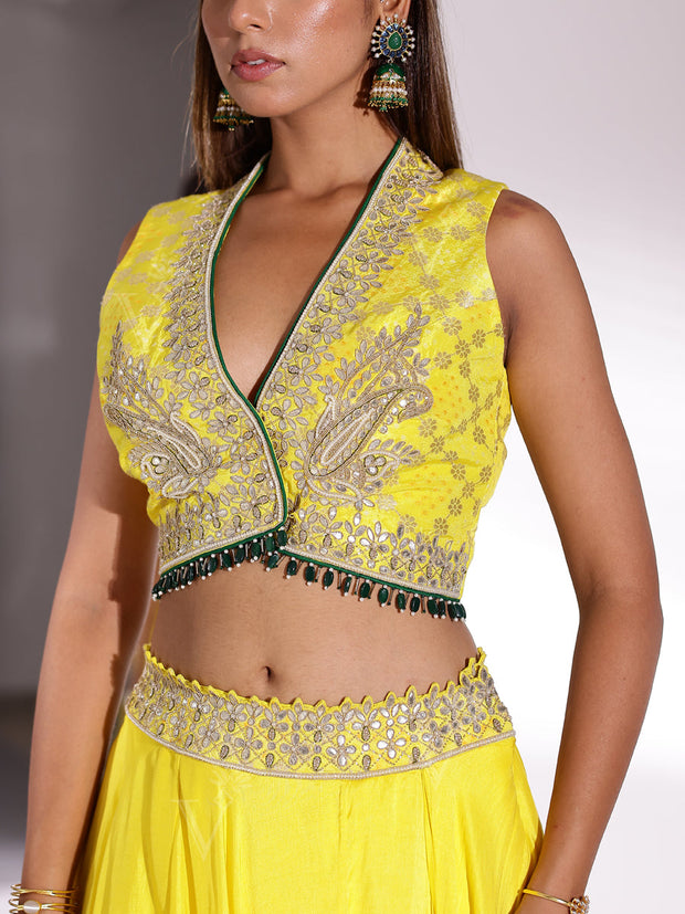 Yellow Silk Lehenga Set