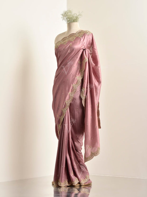 Onion Pink Silk Saree