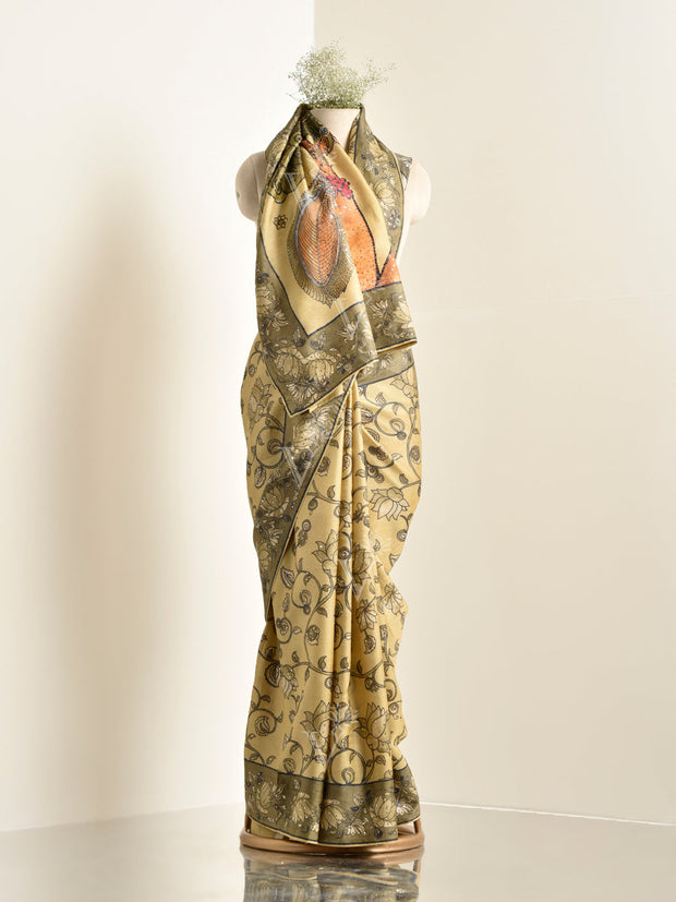 Yellow Tussar Silk Saree