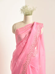 Pink Organza Saree