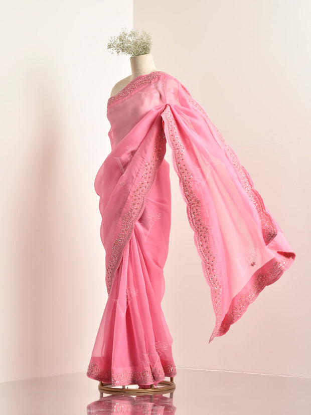 Pink Organza Saree