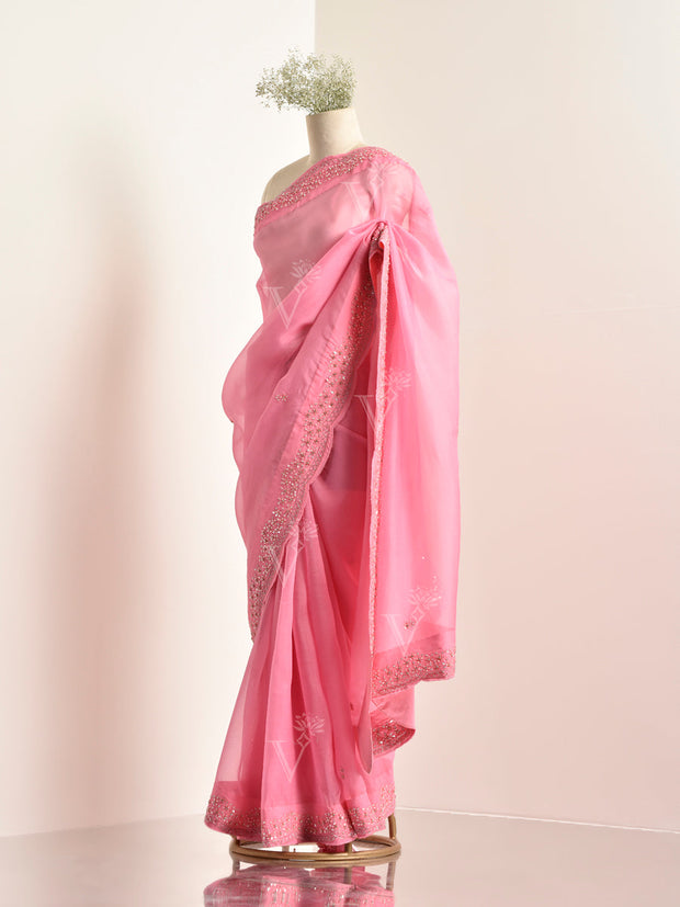 Pink Organza Saree