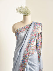 Blue Tussar Silk Saree