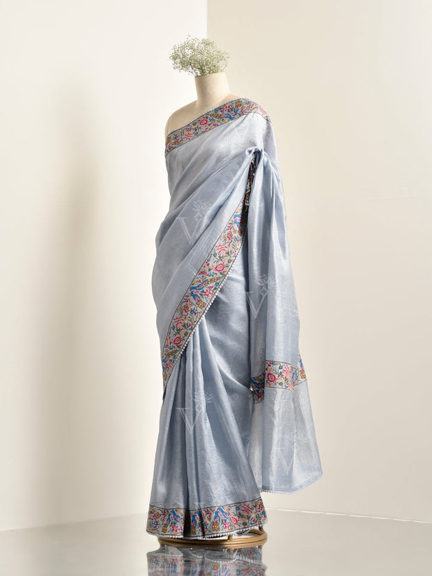 Blue Tussar Silk Saree