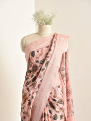 Peach Tussar Silk Saree