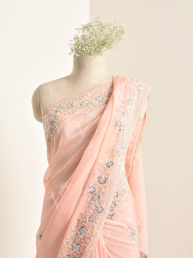 Peach Organza Saree