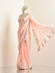 Peach Organza Saree