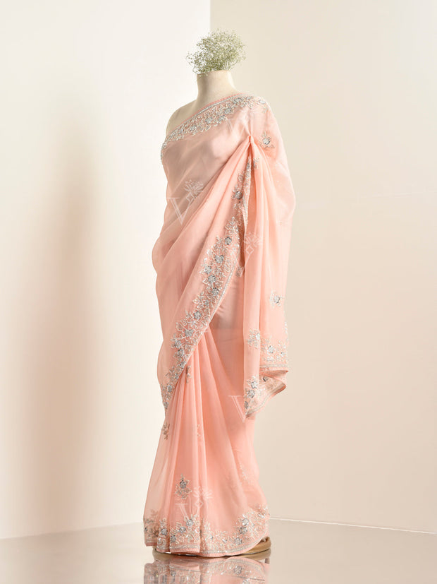 Peach Organza Saree