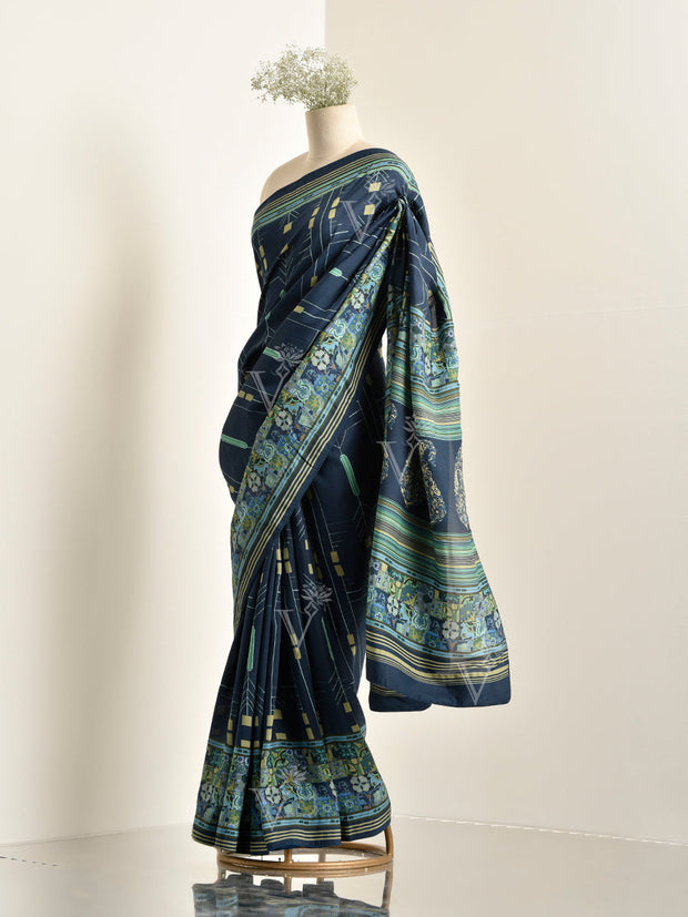 Blue Vasansi Silk Printed Saree