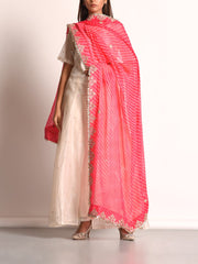 Pink Georgette Mothda Embroidered Dupatta