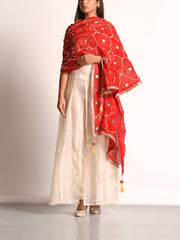 Red Georgette Bandhani Gota Patti Dupatta