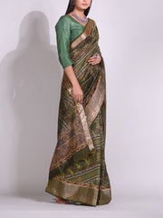 Green Tussar Printed Saree