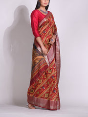 Maroon Tussar Printed Saree