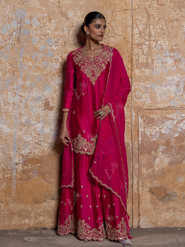 Pink Zardozi Sharara Set