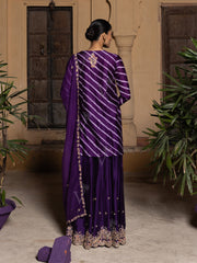 Violet Zardozi Chanderi Kurta and Garara Set