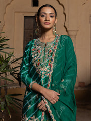 Green Zardozi and Gota Patti Chanderi Garara Set