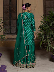 Green Zardozi and Gota Patti Chanderi Garara Set