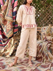 Beige Cotton Top and Pant Set